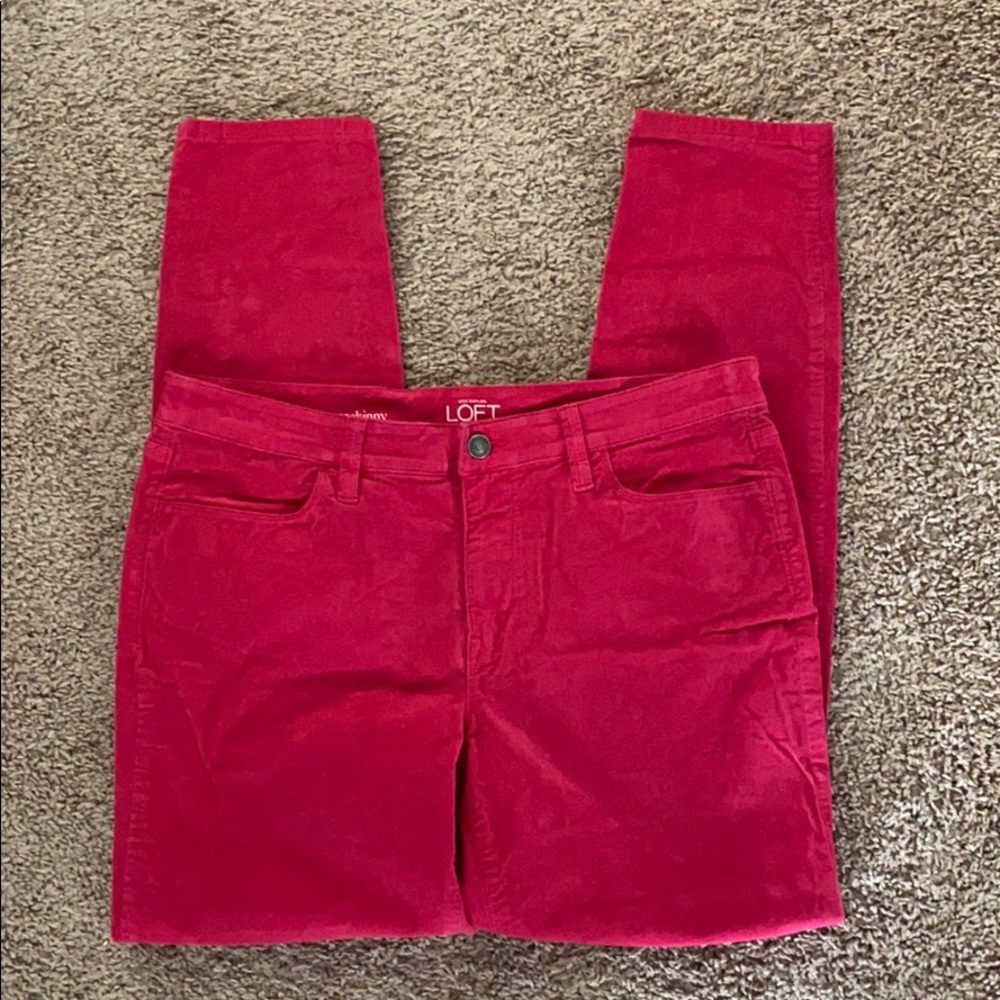 Ann Taylor red corduroy super skinny jeans 12